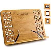 Joyoldelf Bambú soporte para Libro de cocina- plegable soporte con Respaldo ajustable &amp- Patrón elegante para Libro de…